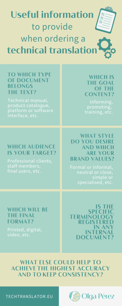 Useful information to provide when ordering technical translations