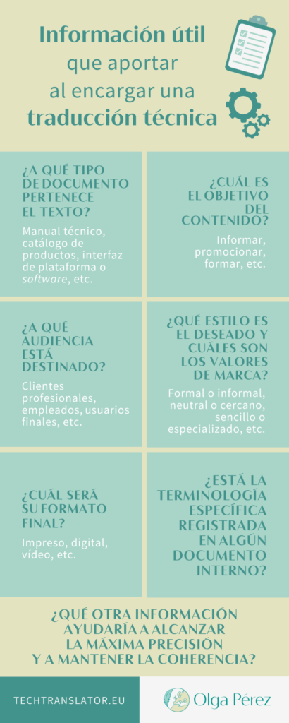 Información útil que aportar al encargar traducciones técnicas